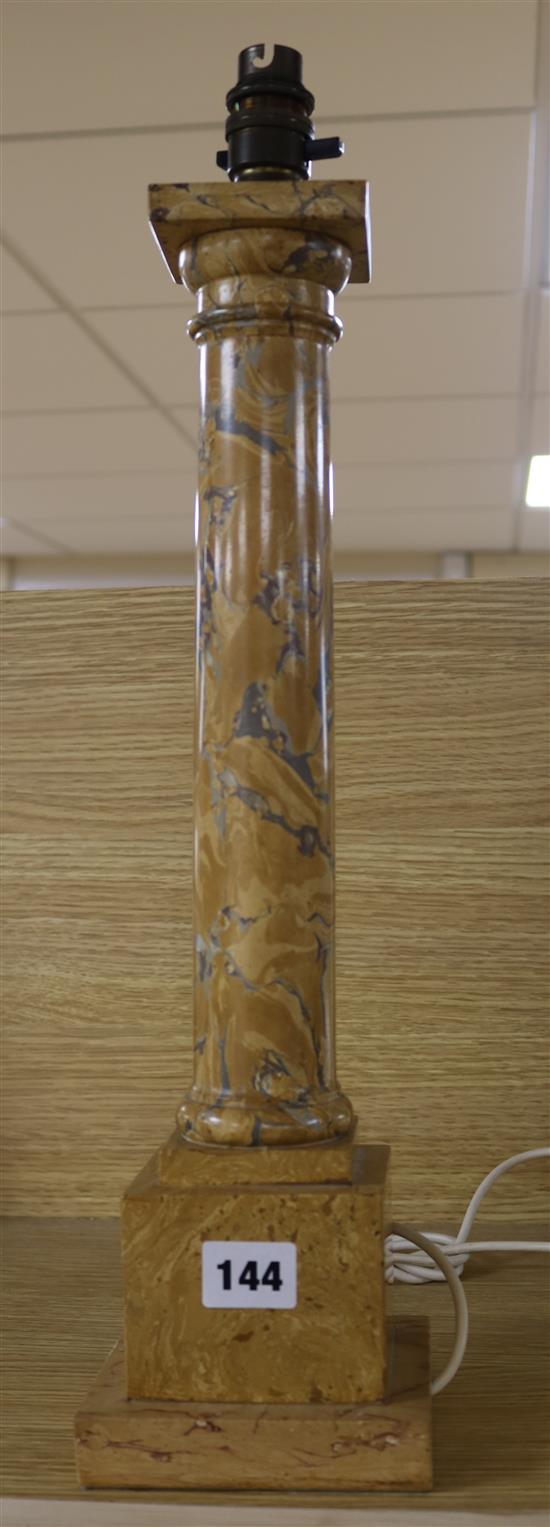 An Italian marble table lamp base